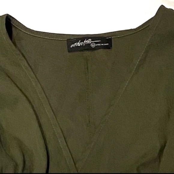 ON TWELFTH Puff Sleeve Wrap Dress in Military Green - Picture 3 of 9